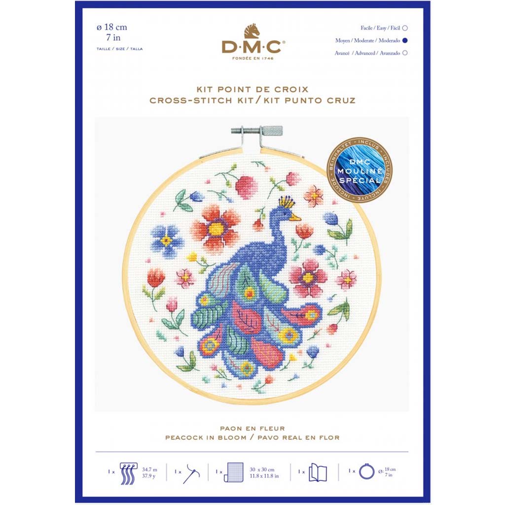 DMC Cross Stitch Kit A Peacock In Bloom