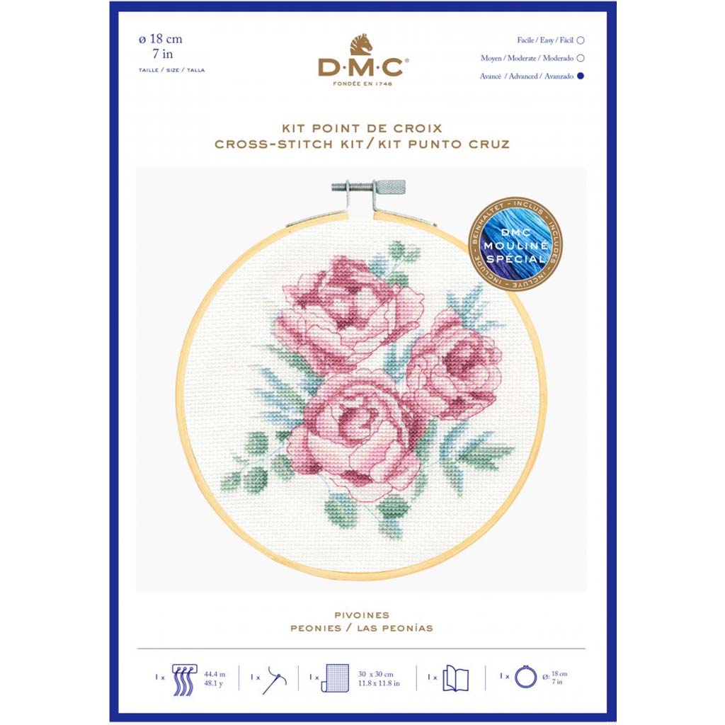 DMC Cross Stitch Kit A Pivoines