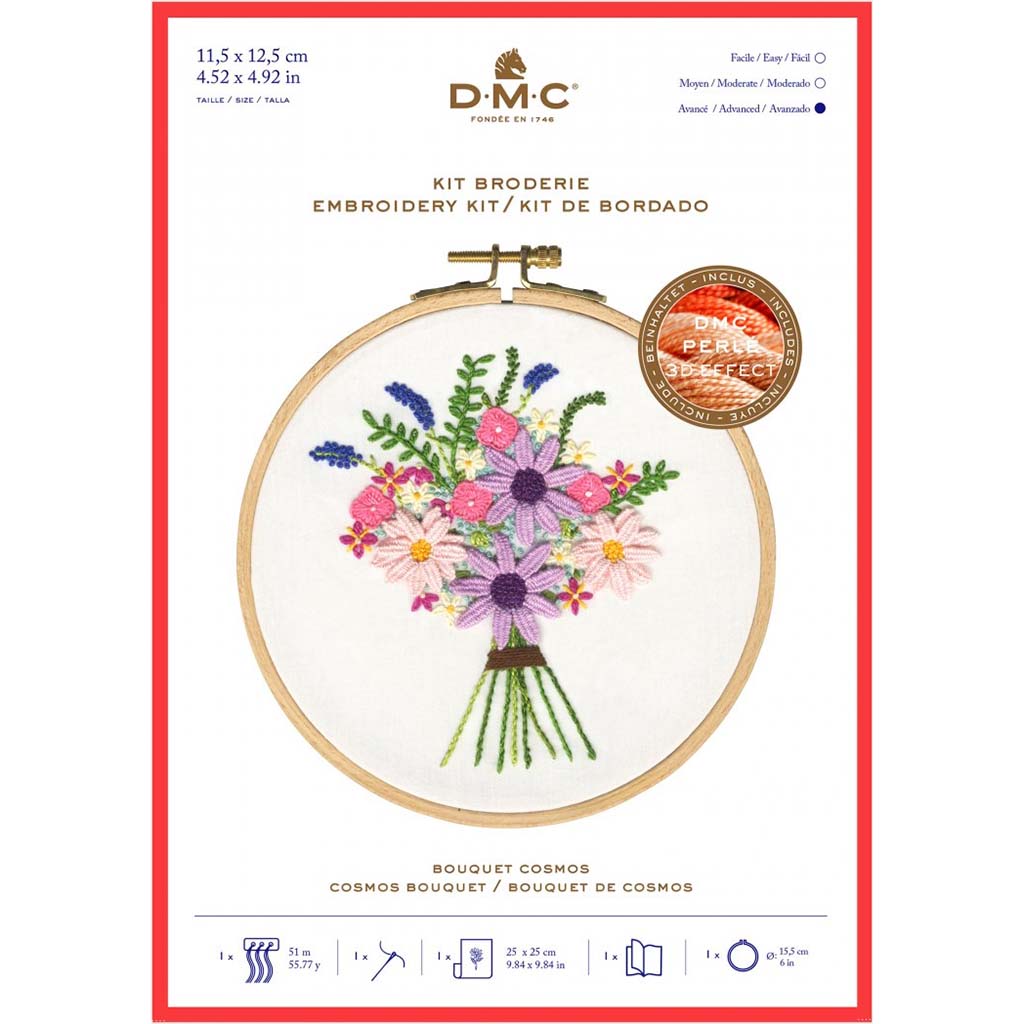 DMC Stamped Stitch Kit Cosmos Bouquet