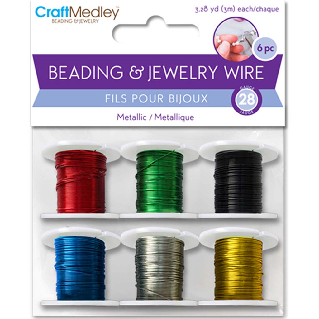 Beading/Jewelry Wire:  Metallic 6 Spools Asst 3M/Spool-A, Basic, 28G