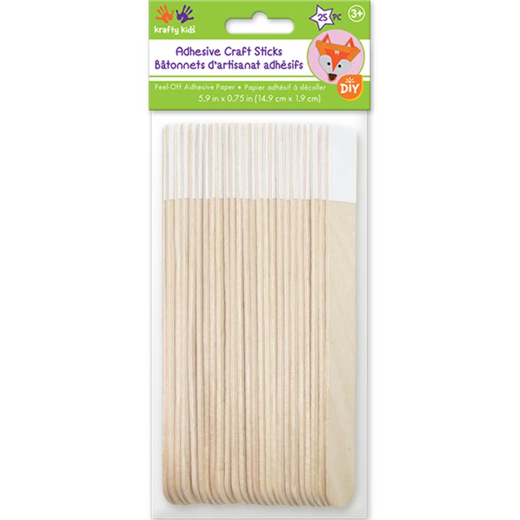 Craftwood:  Adhesive Craft Sticks 25/Pk, 5.9in X 3/4in