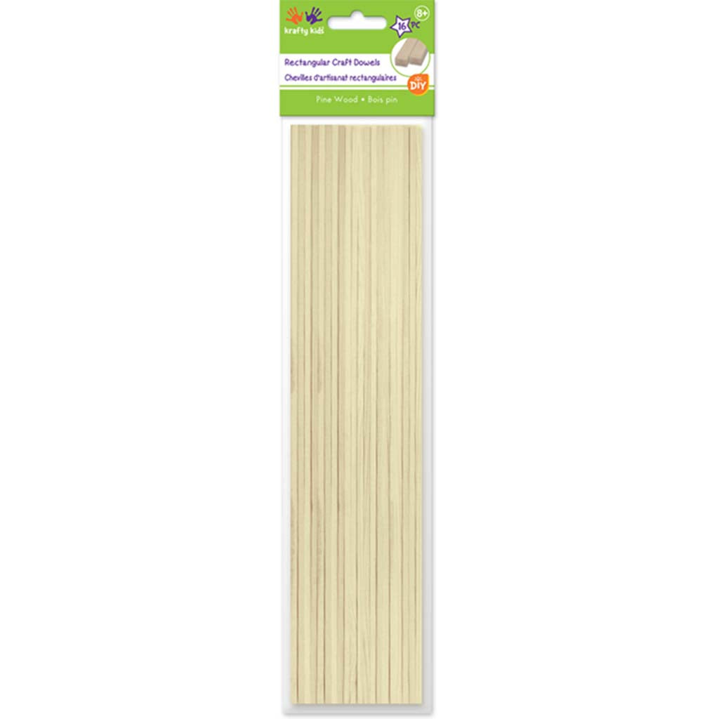 Craftwood:  Natural Rect Dowel X16, 3mm x 5mm x 30cm (L)