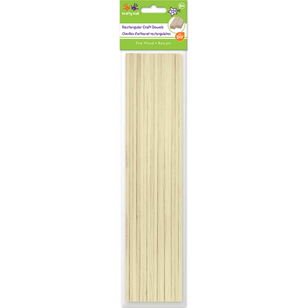 Craftwood: Natural Rect Dowel x12, 4mm x 6mm x 30cm(L)