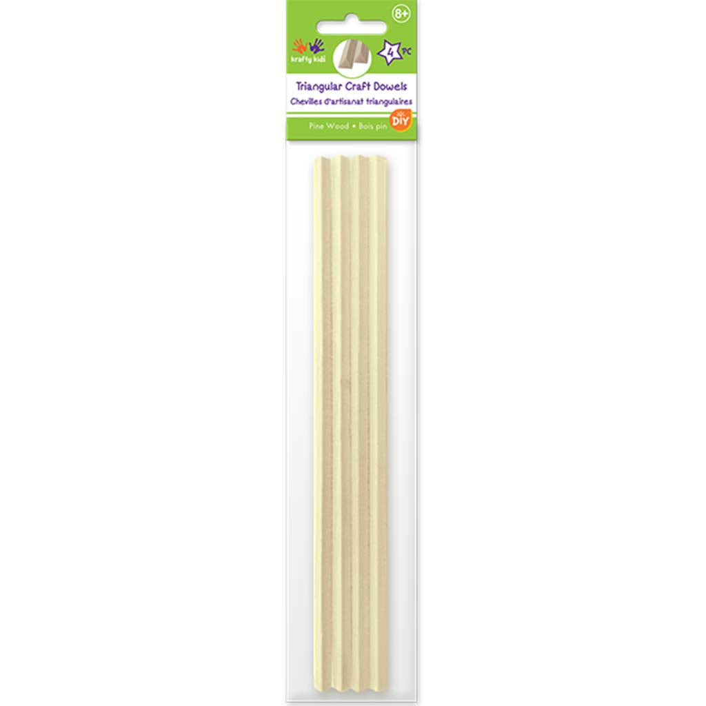 Craftwood:  Natural Triangle Dowel X4, 6mm x 8mm x 30cm(L)