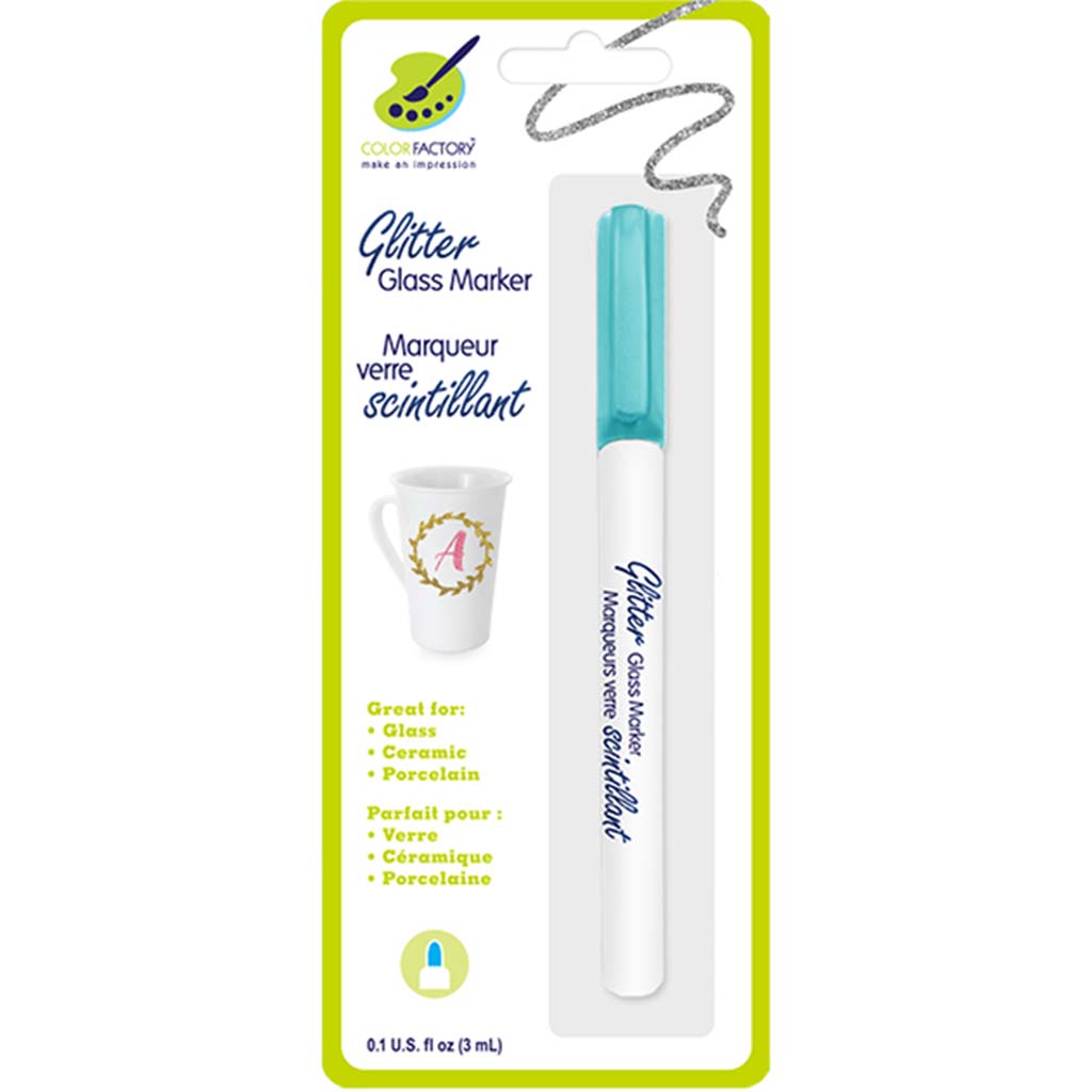 Color Factory: Glitter Glass Marker Ceramic/Porcelain Permanent Aqua Blue, 3ml