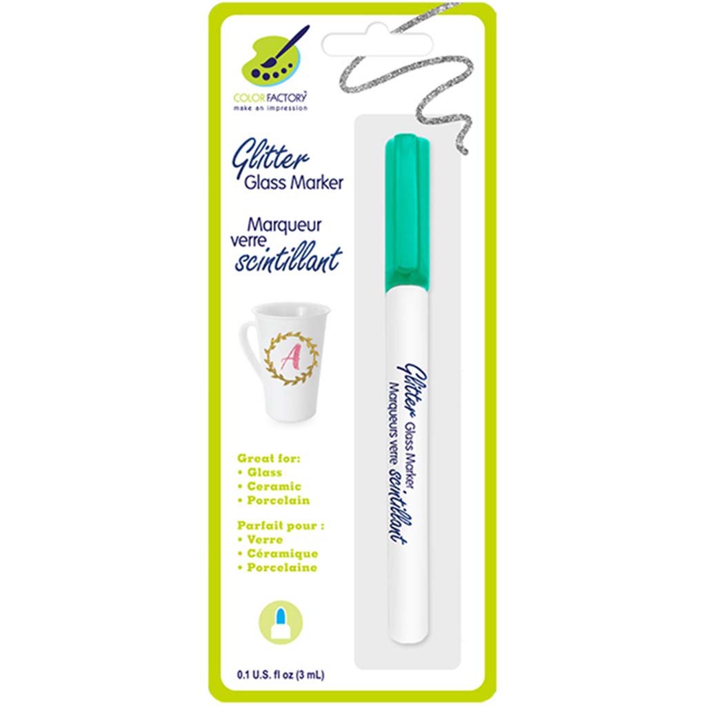 Color Factory: Glitter Glass Marker Ceramic/Porcelain Permanent Emerald Green, 3ml