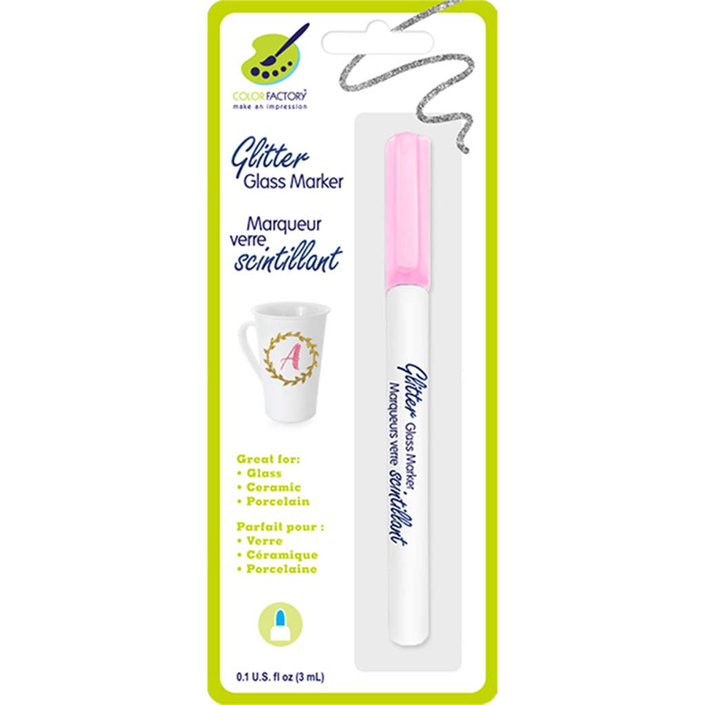 Color Factory: Glitter Glass Marker Ceramic/Porcelain Permanent Bright Pink, 3ml