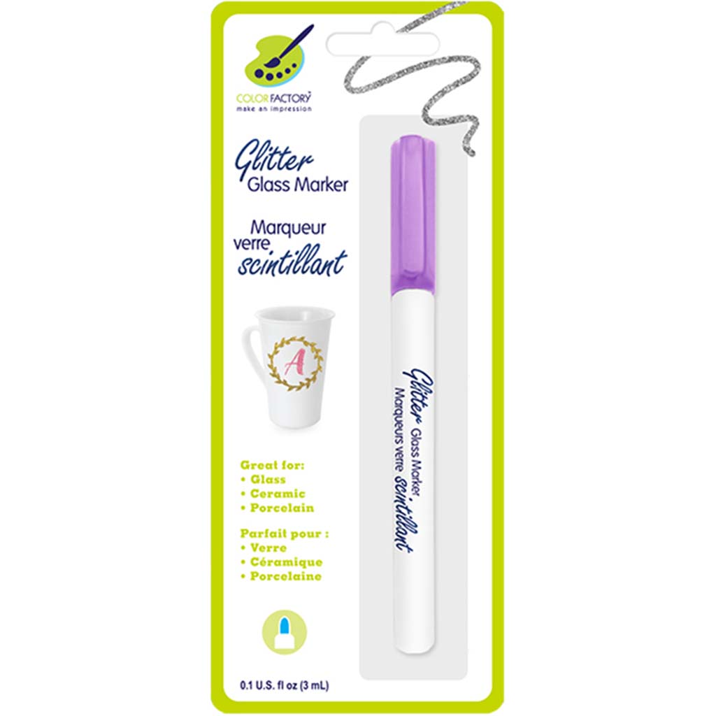 Color Factory: Glitter Glass Marker Ceramic/Porcelain Permanent Purple, 3ml