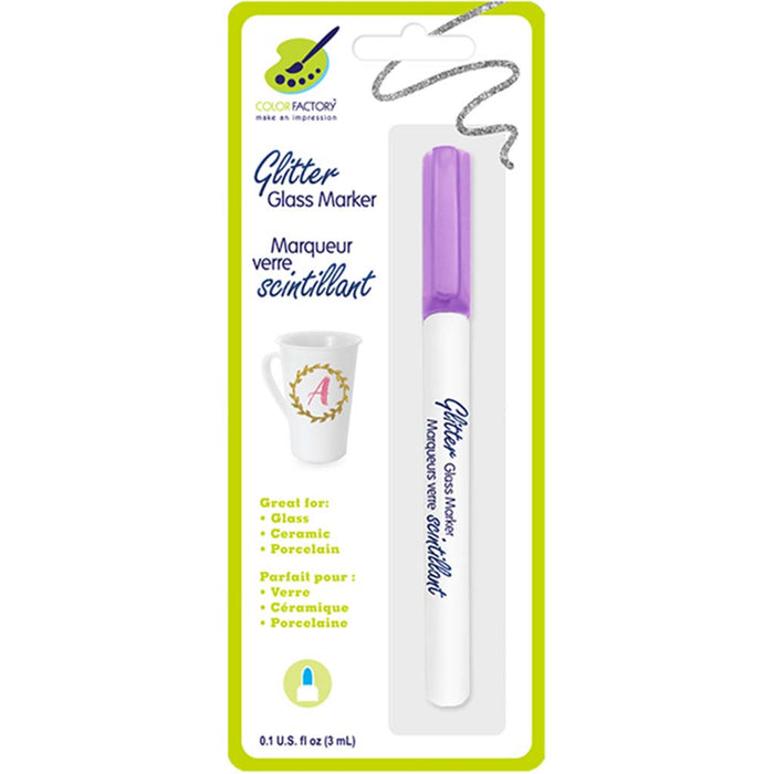 Color Factory: Glitter Glass Marker Ceramic/Porcelain Permanent Purple, 3ml