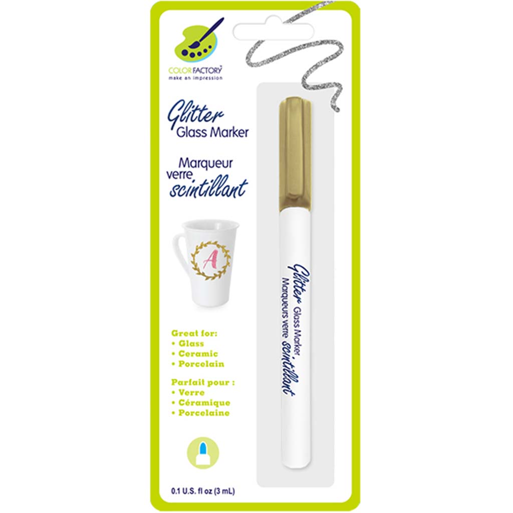 Color Factory: Glitter Glass Marker Ceramic/Porcelain Permanent Metallic Gold,  3ml