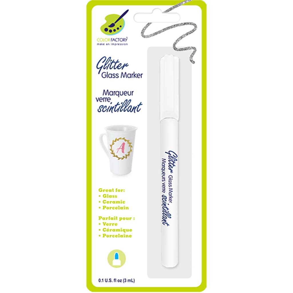 Color Factory: Glitter Glass Marker Ceramic/Porcelain Permanent White,  3ml