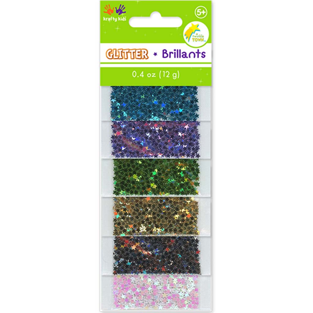 Krafty Kids:  Twinkle-Town Glitter Pouches (6Ea X 2G) Star Bright, 12G