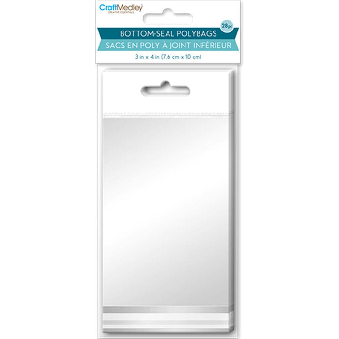 Craft Medley: Bottom-Seal Opp Polybags , White Header, 3INX4IN 28Pc