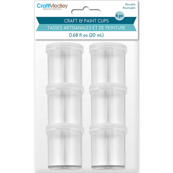 Craft/Bead Storage:  Craft Storage Cups W/Lids X6, 20Ml (0.68 Fl Oz)