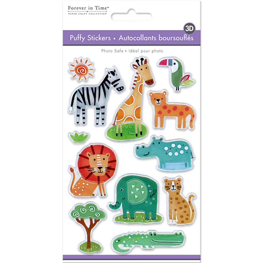 Paper Craft Sticker:  3D Puffy Safari, 4.1in x 7.5in