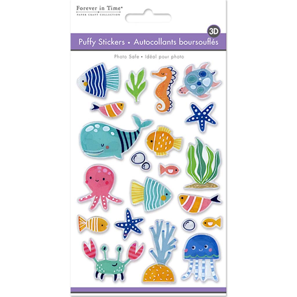 Paper Craft Sticker:  3D Puffy Sea Life, 4.1in x 7.5in