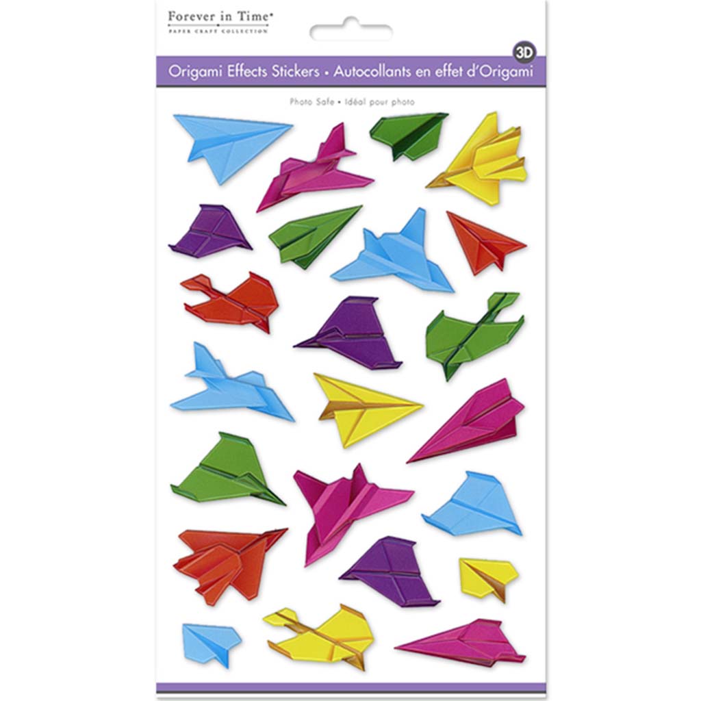 Paper Craft Sticker:  3D Origami Effects Pvc Paper Airplanes, 5.7in x 9.8in