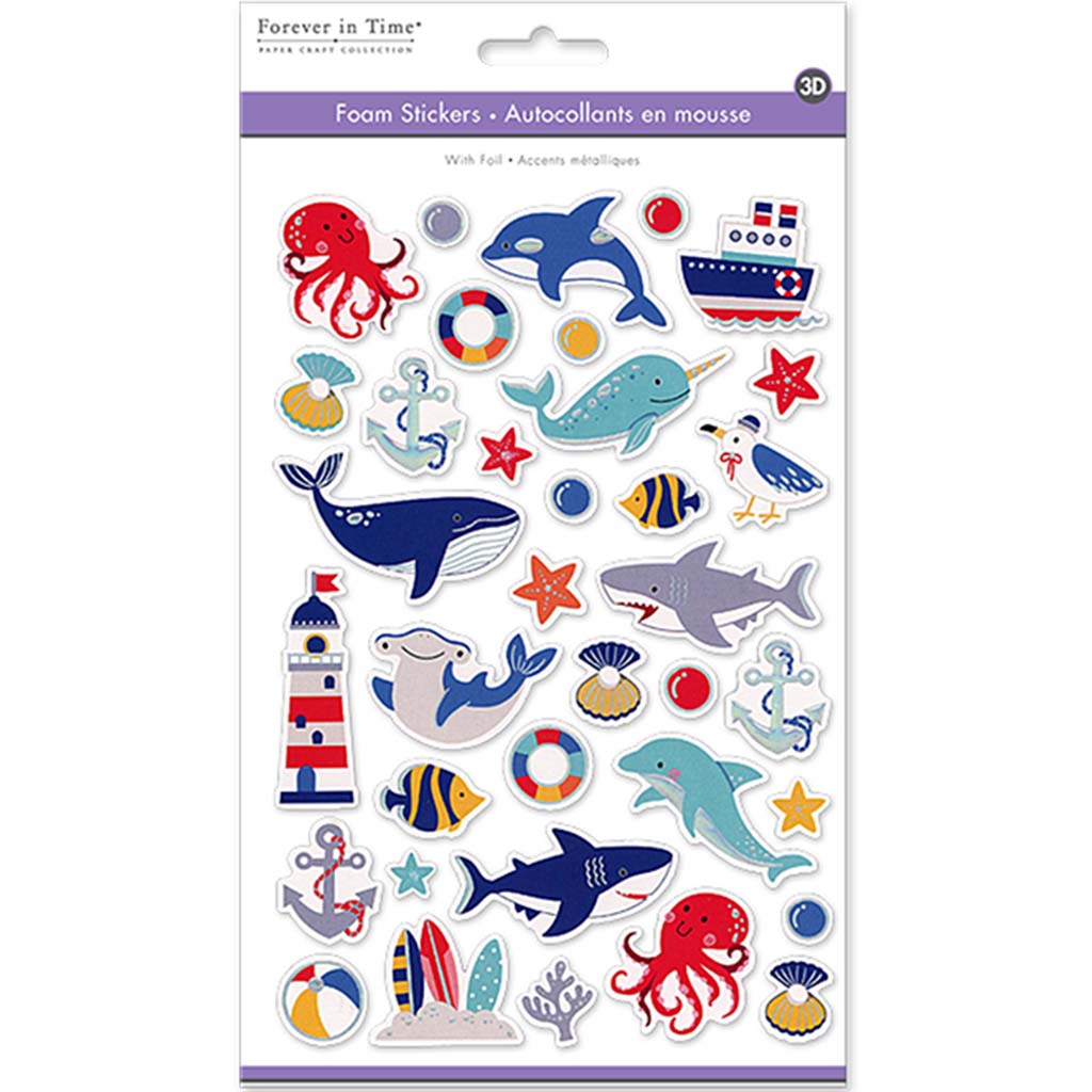 Paper Craft Sticker:  3D Eva With Foil Sea World, 5.7INX9.8IN