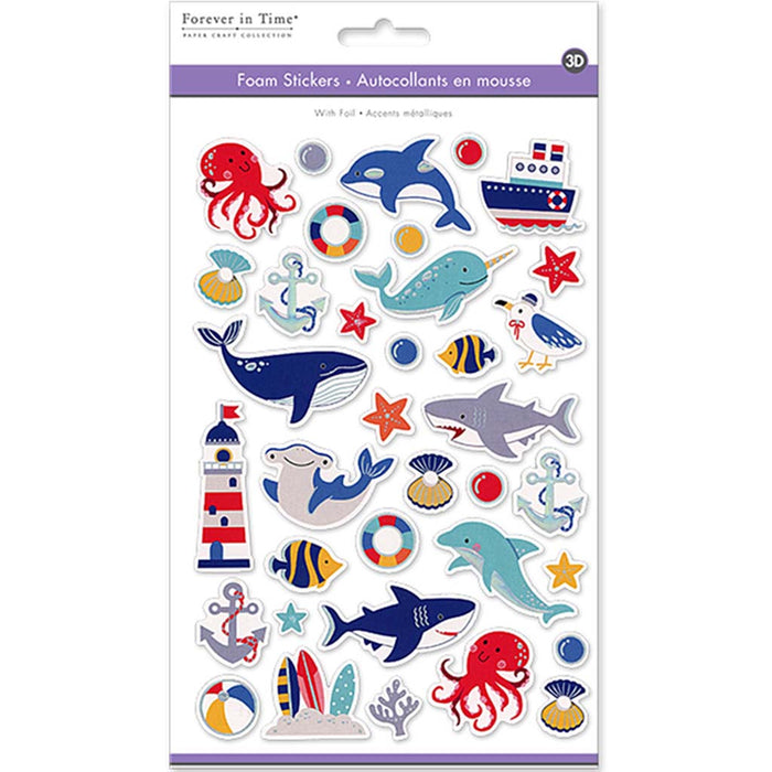 Paper Craft Sticker:  3D Eva With Foil Sea World, 5.7INX9.8IN