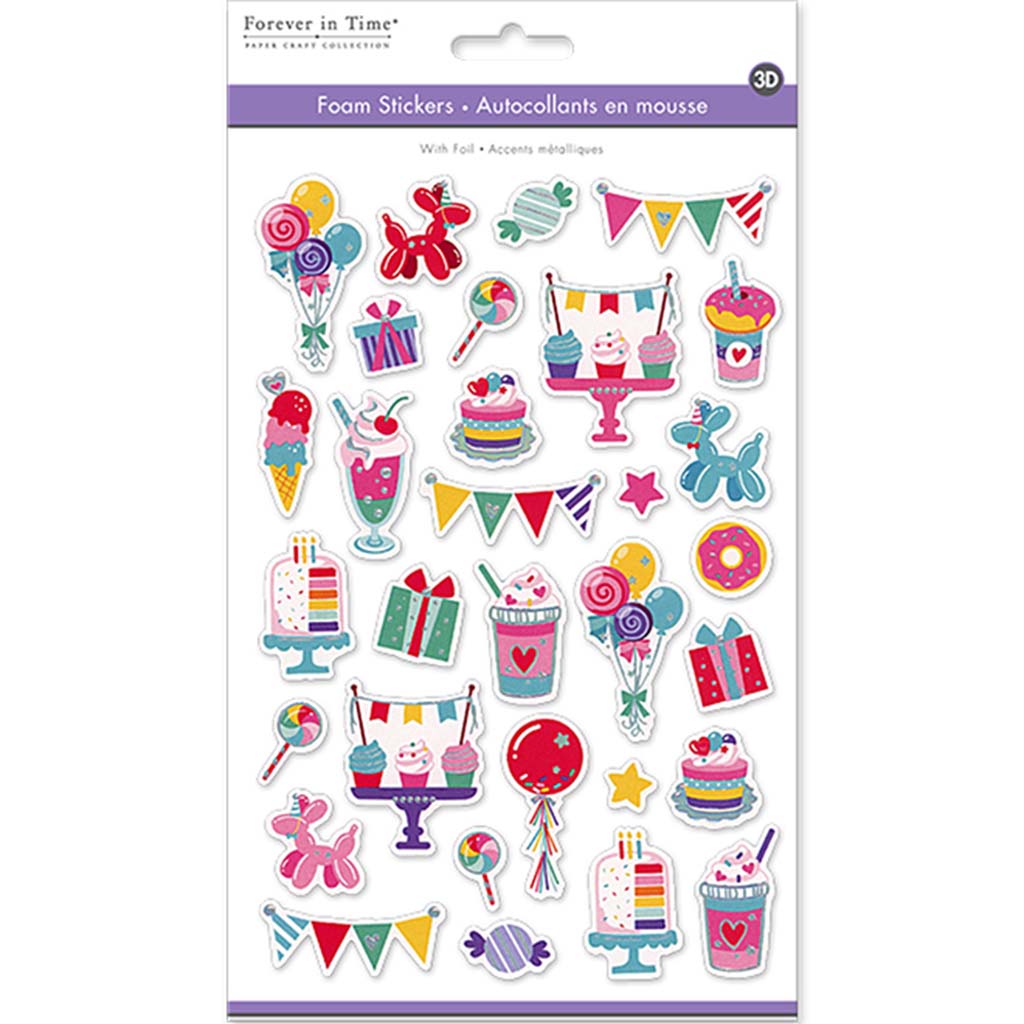 Paper Craft Sticker:  3D Eva With Foil Celebration, 5.7in x 9.8in