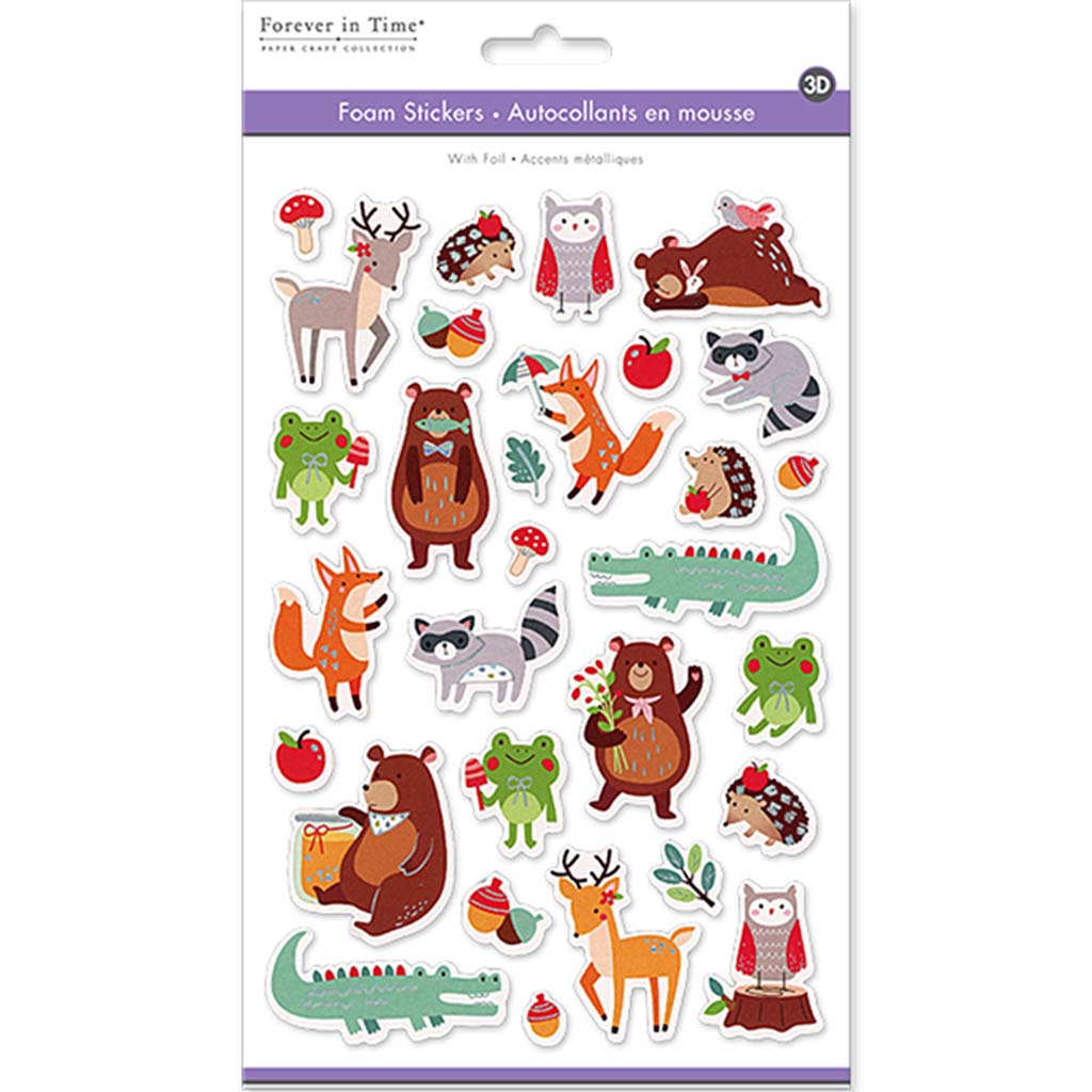 Paper Craft Sticker:  3D Eva With Foil Animal Pals, 5.7in x 9.8in