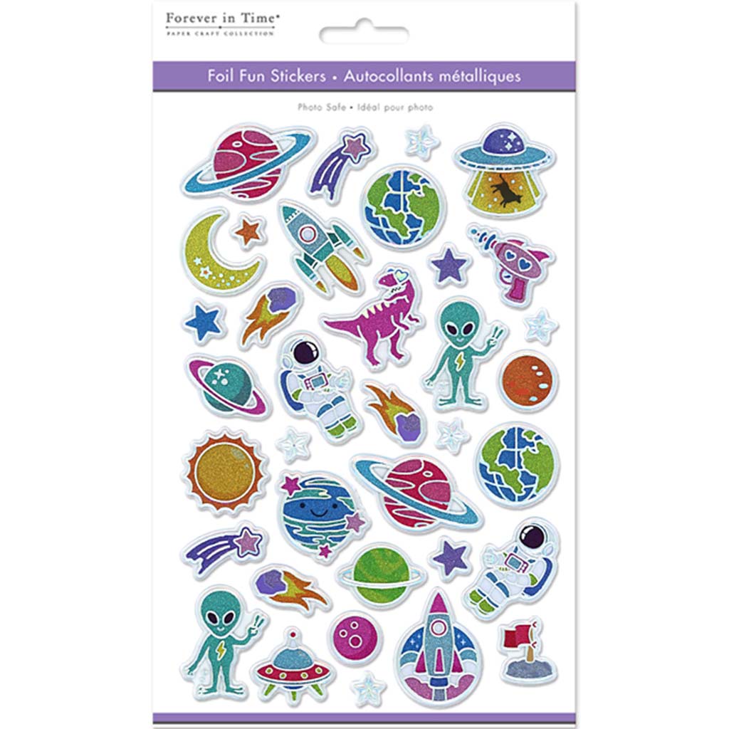 Paper Craft Sticker:  Foil Fun Space Life, 5.5in X 8.25in