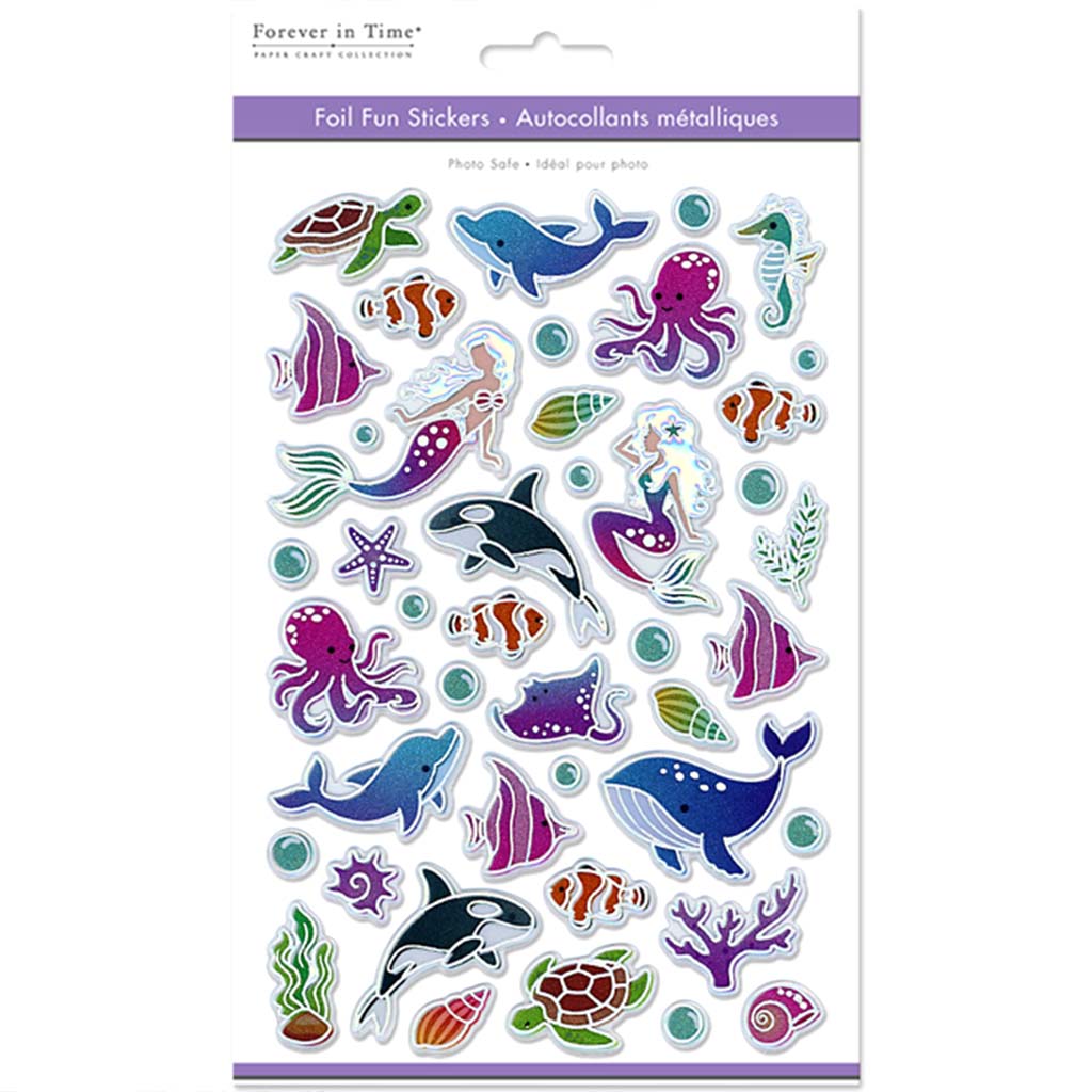 Paper Craft Sticker:  Foil Fun Sea Life, 5.5in X 8.25in