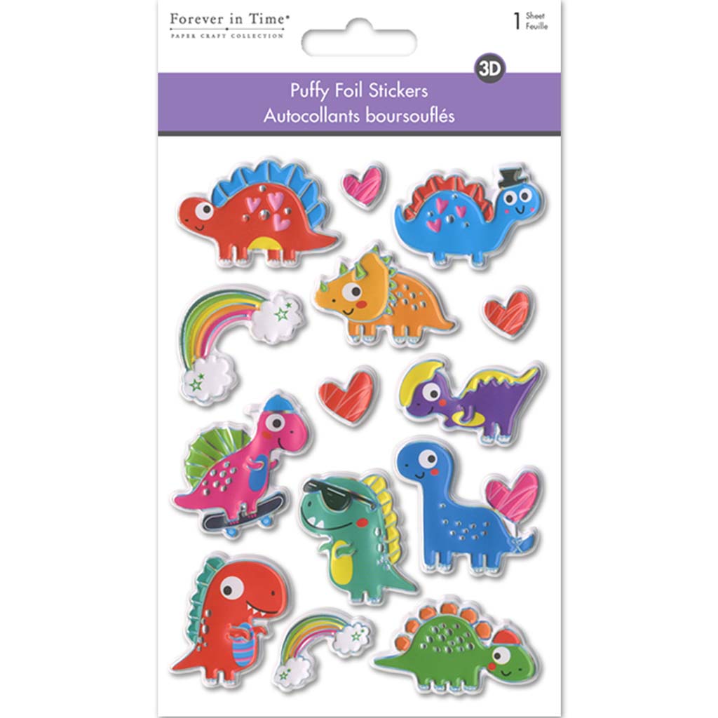 Paper Craft Stickers: Foil Puffy Dino, 4.3INX6.1IN