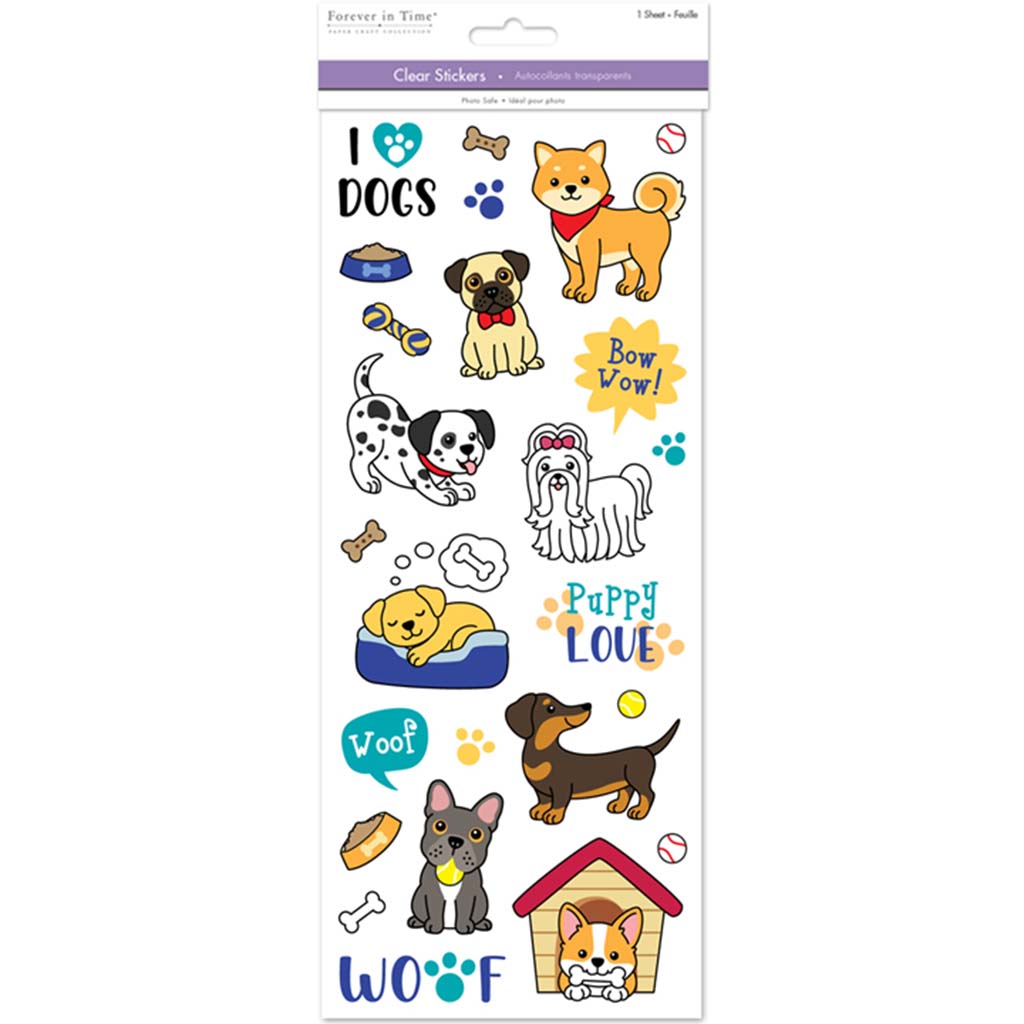 Paper Craft Sticker:  Classic Themes &#39;Clear&#39; Photo Safe Dog Life, 5in x 12in