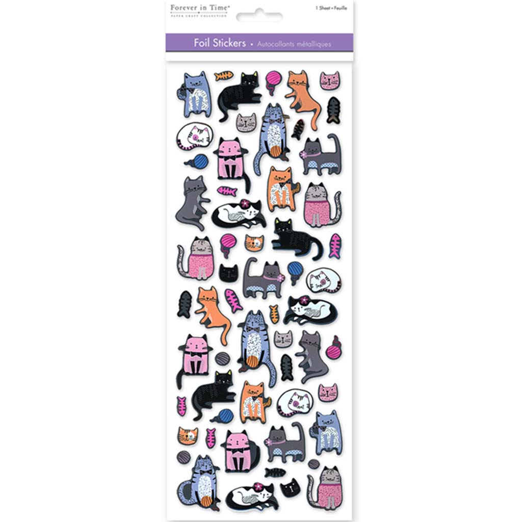 Paper Craft Stickers: 3D Cat Frenzy - Foil Icons , 4.75in x 12in