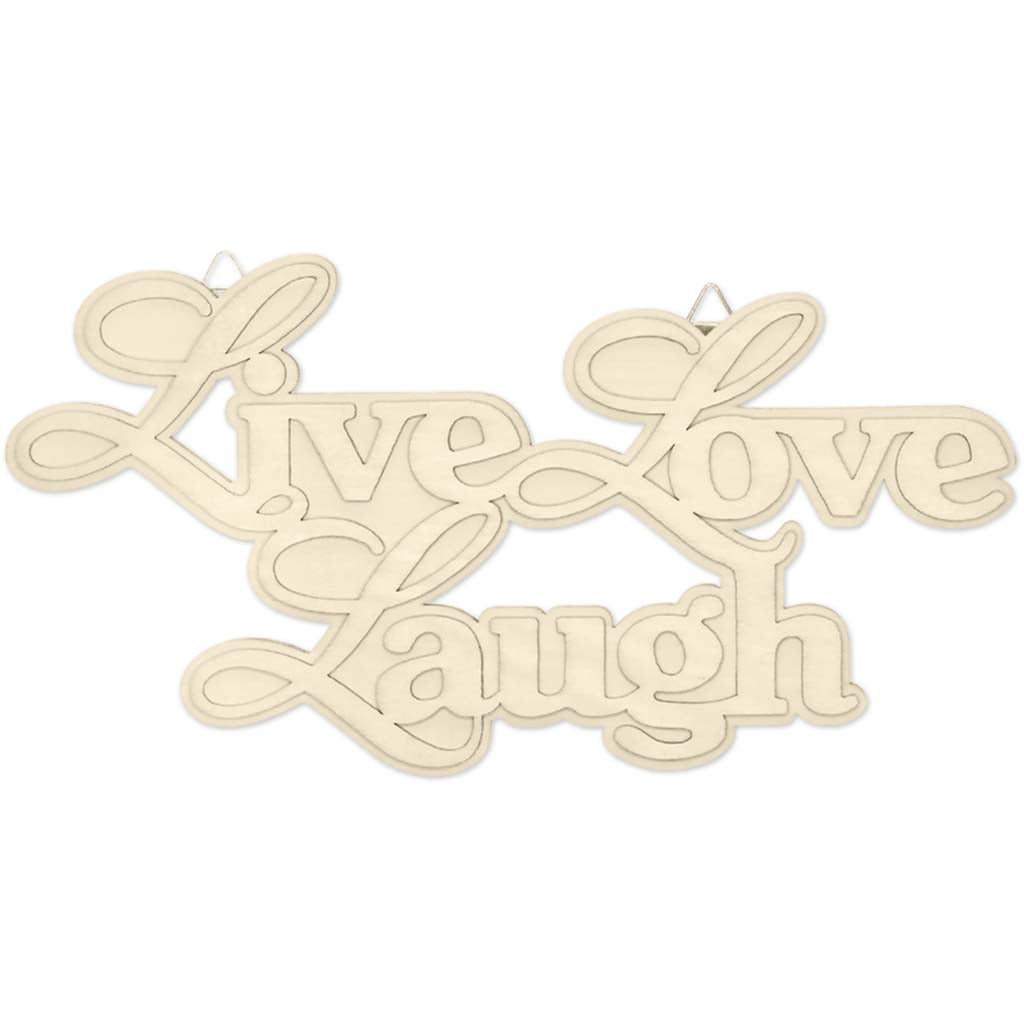 Wood Decor:  Diy Words Plaque 3D W/Hook Live Love Laugh, 12in, 7 mm(T)