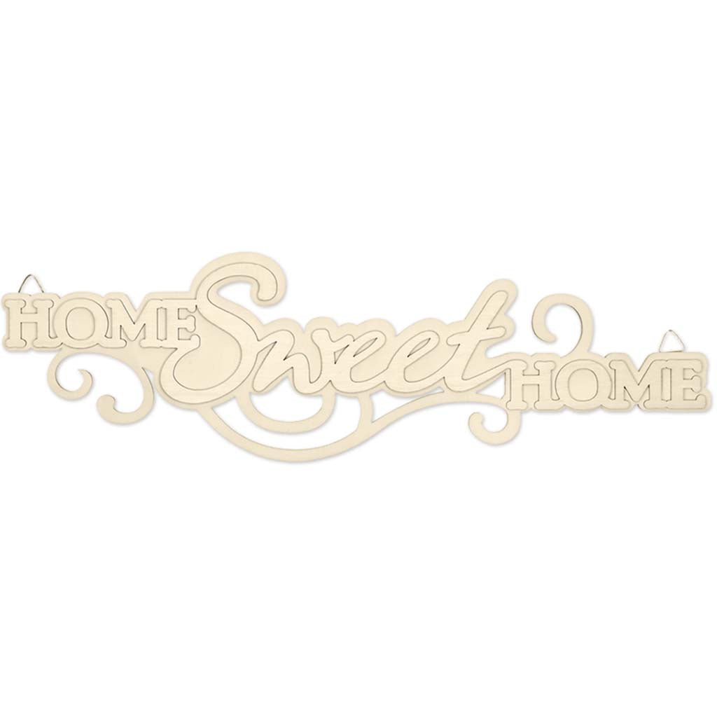 Wood Decor:  Diy Words Plaque 3D W/Hook Home Sweet Home, 12in, 7 mm(T)