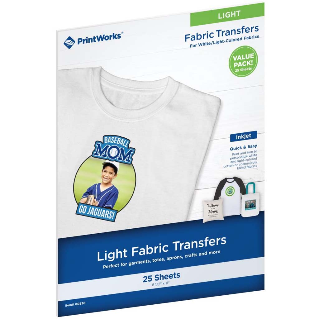 Light Fabric Transfers Sheets 8.5in x 11in, 25Pkg