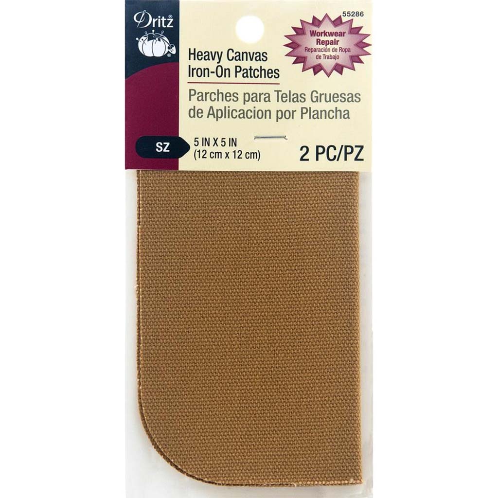 Iron-On Canvas Patches 5in x 5in 2pkg, Golden Brown