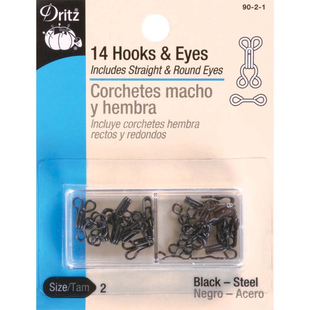 Dritz Black Hooks And Eyes Size 2