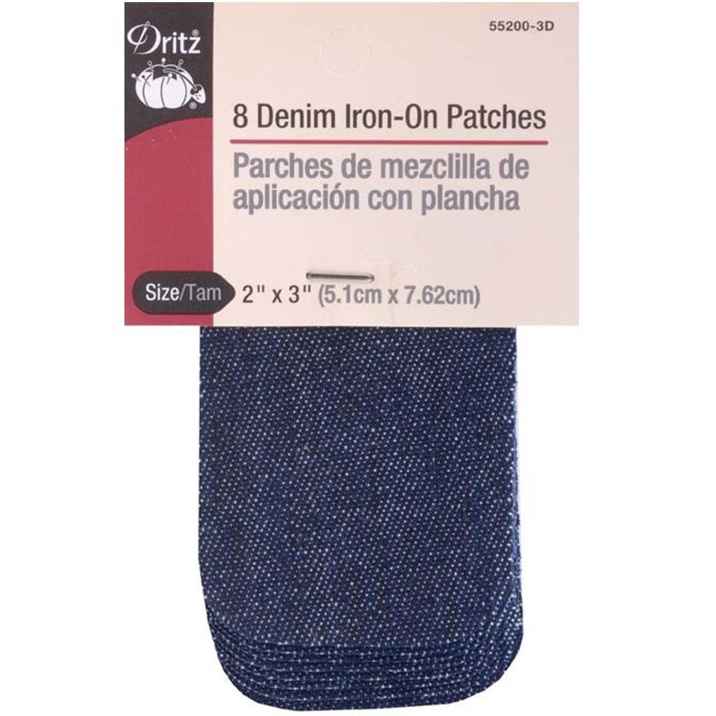 Iron-On Patches 2in x 3in 8pkg, Dark Blue