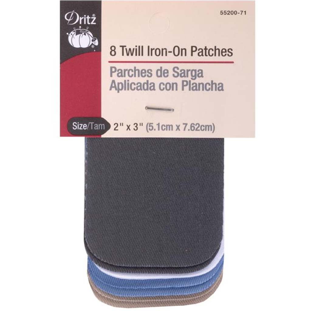 Iron-On Patches 2in x 3in 8pkg, Light Assortment