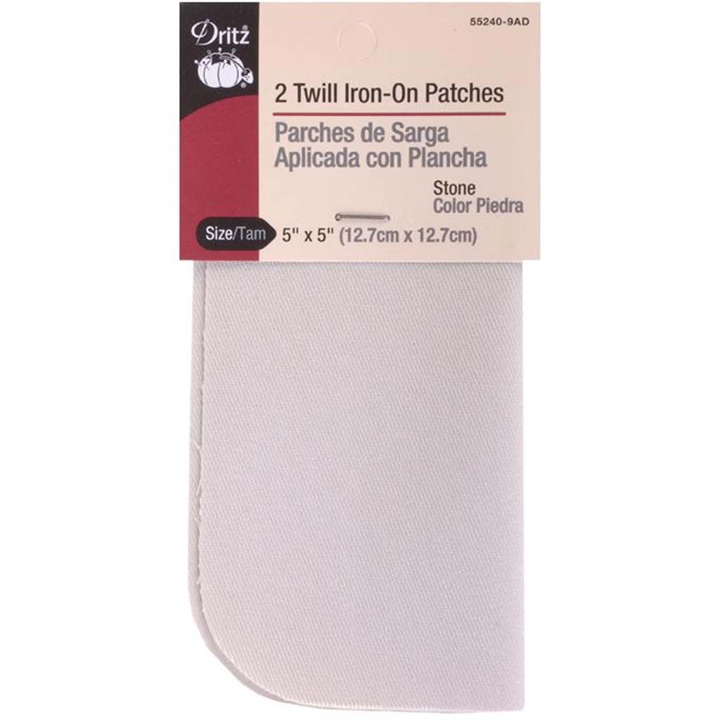 Iron-On Canvas Patches 5in x 5in 2pkg, Stone Twill