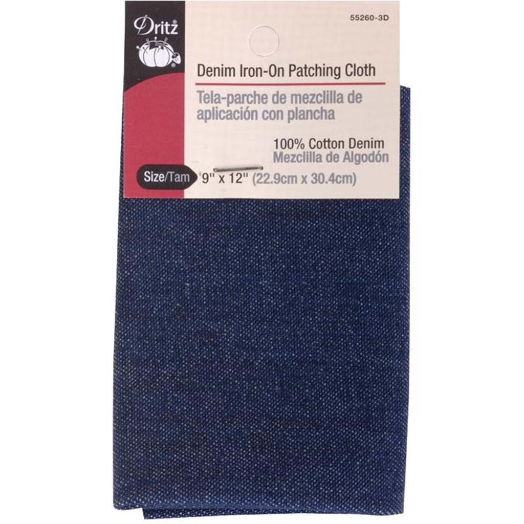 Iron-On Patches  Cloth 9in x 12in, Dark Blue Denim