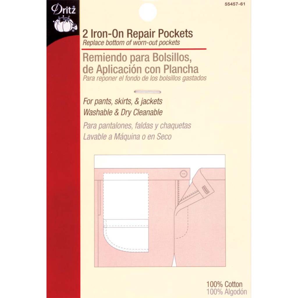 Iron-On Pocket 6.4in x 4in 2pkg, White