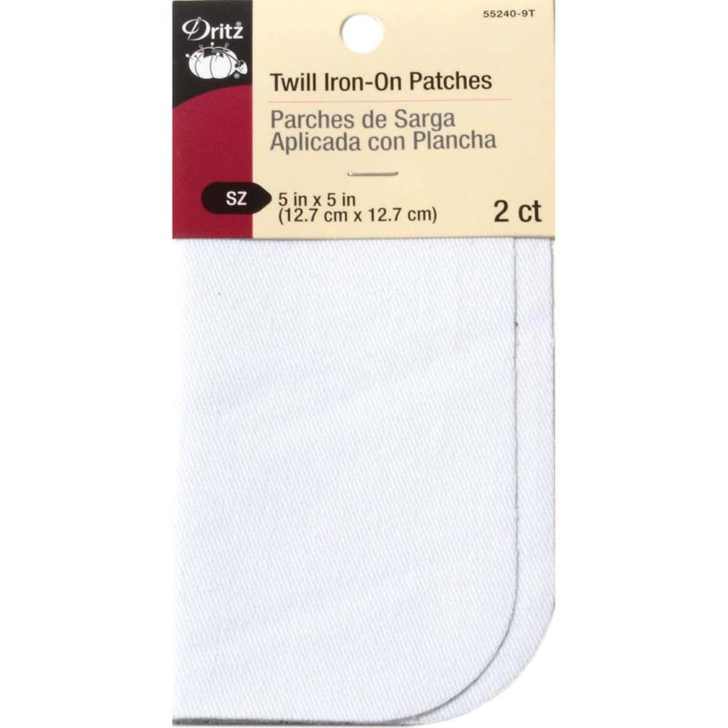 Iron-On Canvas Patches 5in x 5in 2pkg, White