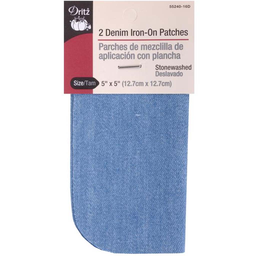 Iron-On Canvas Patches 5in x 5in 2pkg, Stonewash