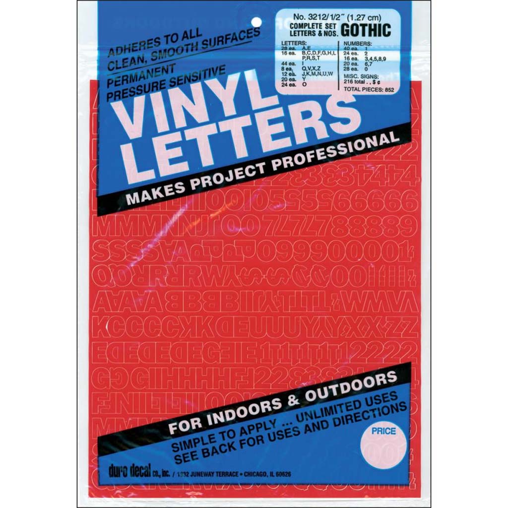 Permanent Adhesive Vynil Letters And Number Gothic Red