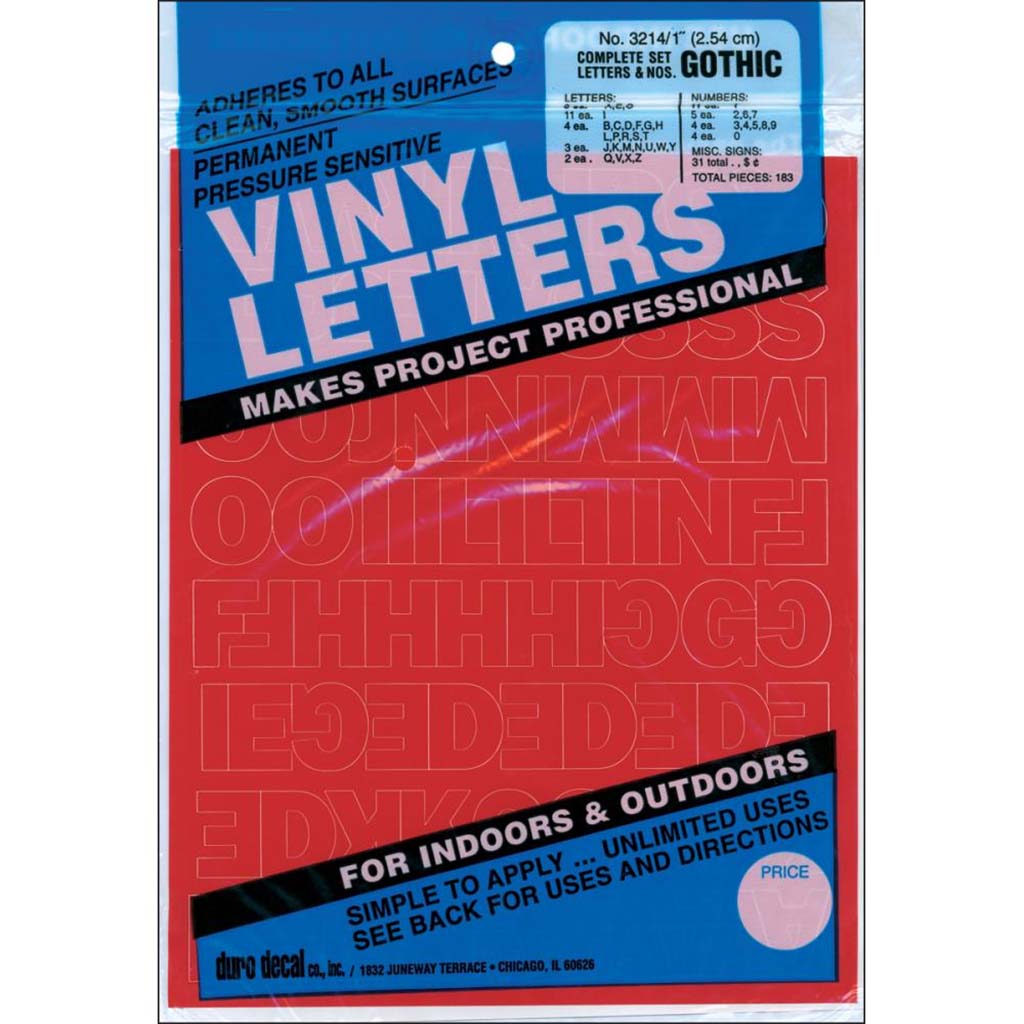 Permanent Adhesive Vynil Letters And Number Gothic Red