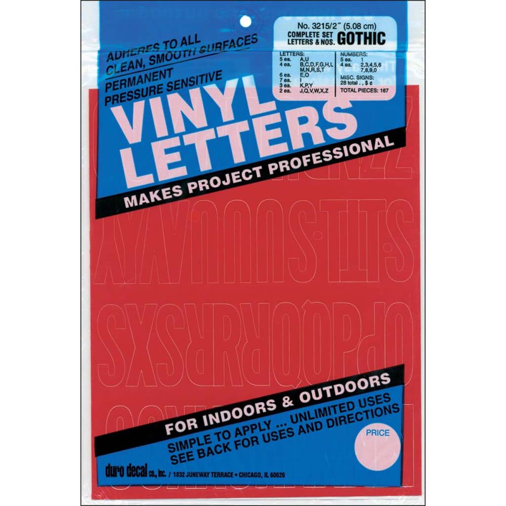 Permanent Adhesive Vynil Letters And Number Gothic Red