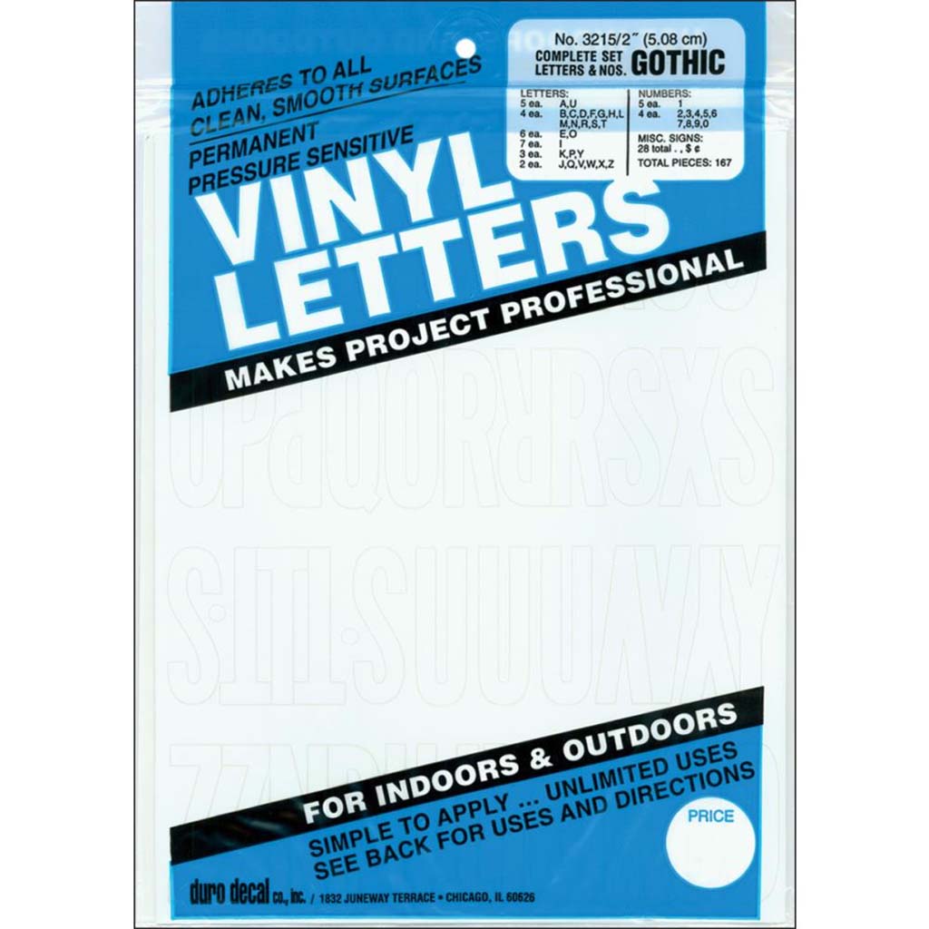 Permanent Adhesive Vynil Letters And Number Gothic White