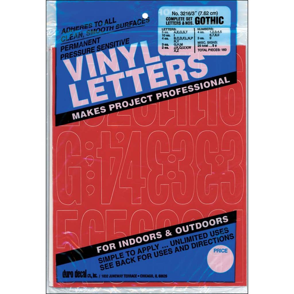 Permanent Adhesive Vynil Letters And Number Gothic Red