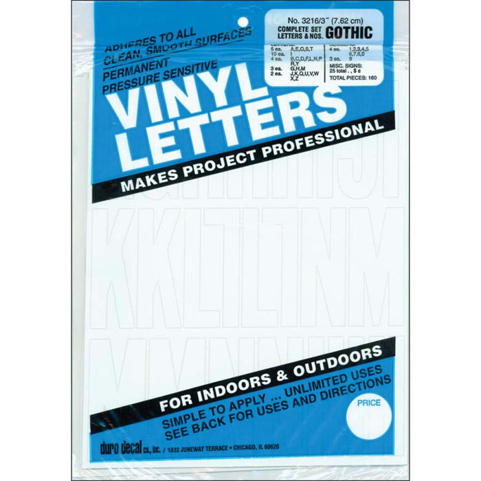 Permanent Adhesive Vynil Letters And Number Gothic White