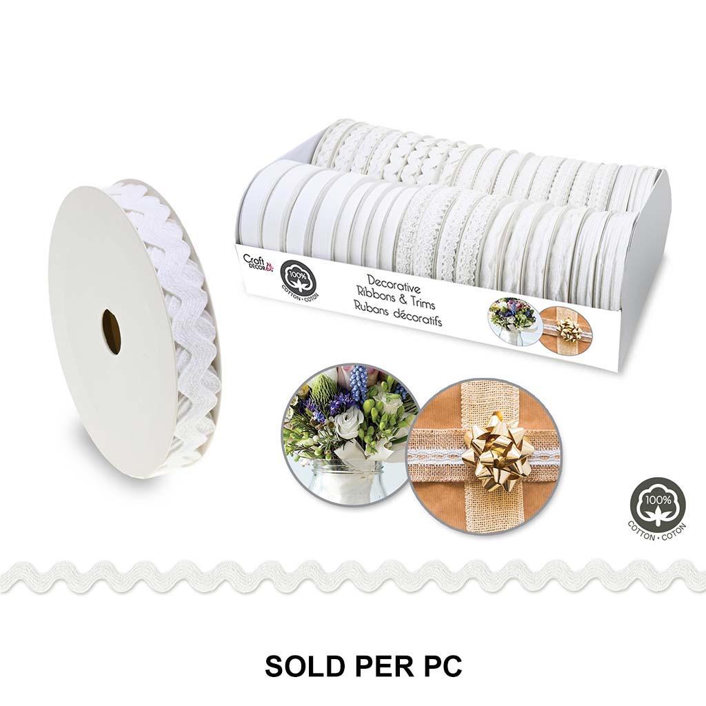 Craft Decor Ribbons &amp; Trims, Ric Rac 1/2in