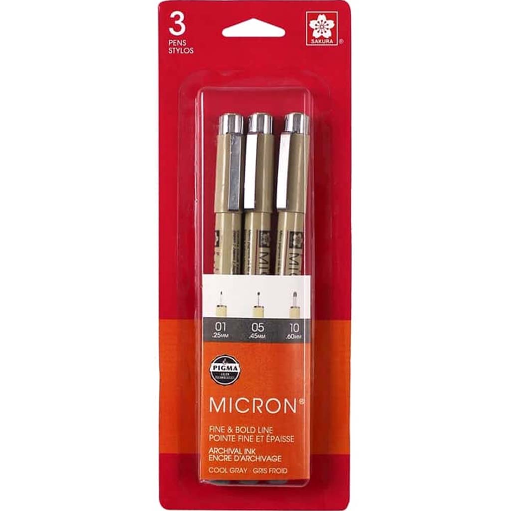 Sakura Pigma Micron Pens Set of 3 Cool Gray